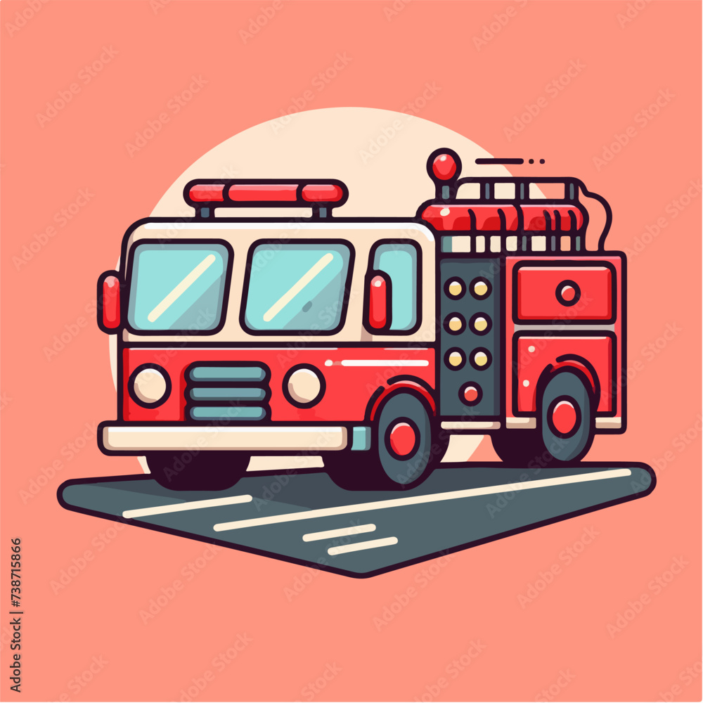 truck rescue cartoon icon illustration