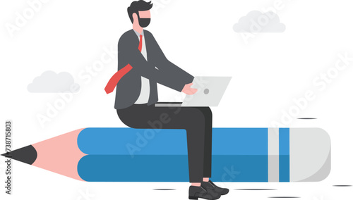 Smart young content writer with creative writing blog, Innovative idea and inspiration, Digital Media content

