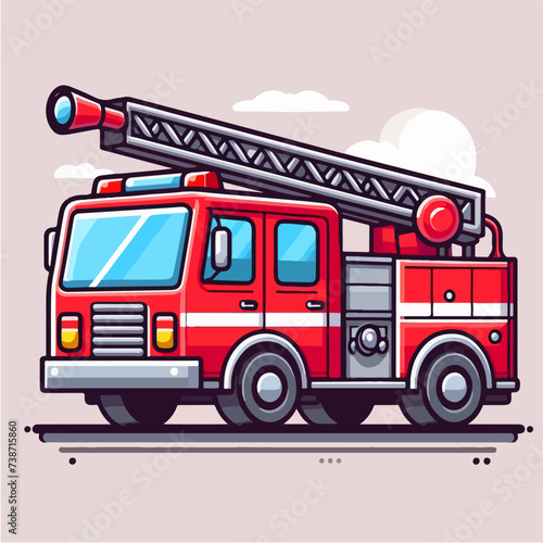 rescue fire truck cartoon icon illustration