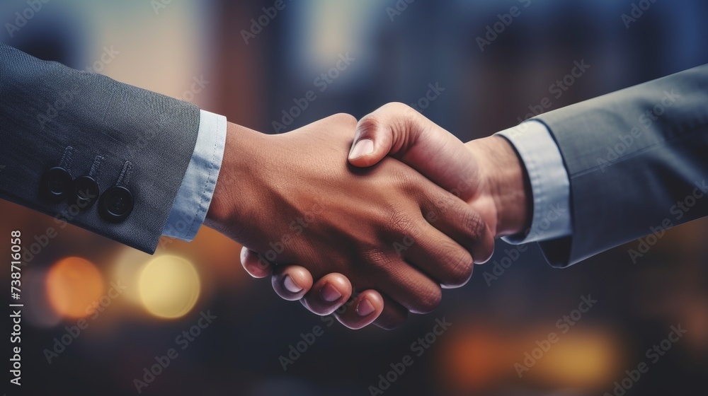 title. successful business handshake agreement with city office background, title. successful business handshake agreement with city office background,