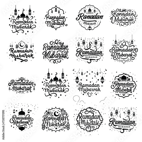 set of ramadan kareem typography design
