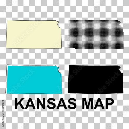 Set of Kansas map, united states of america. Flat concept icon vector illustration photo