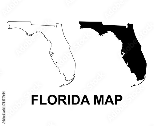 Set of Florida map, united states of america. Flat concept icon vector illustration