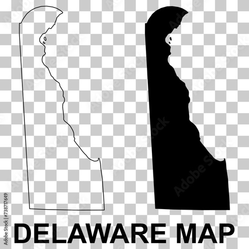 Set of Delaware map, united states of america. Flat concept icon vector illustration