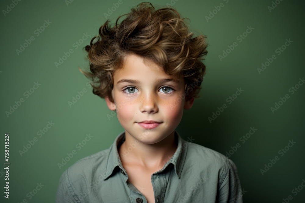 Portrait of a cute little boy with curly hair. Studio shot. Portrait of a cute little boy with curly hair. Studio shot.