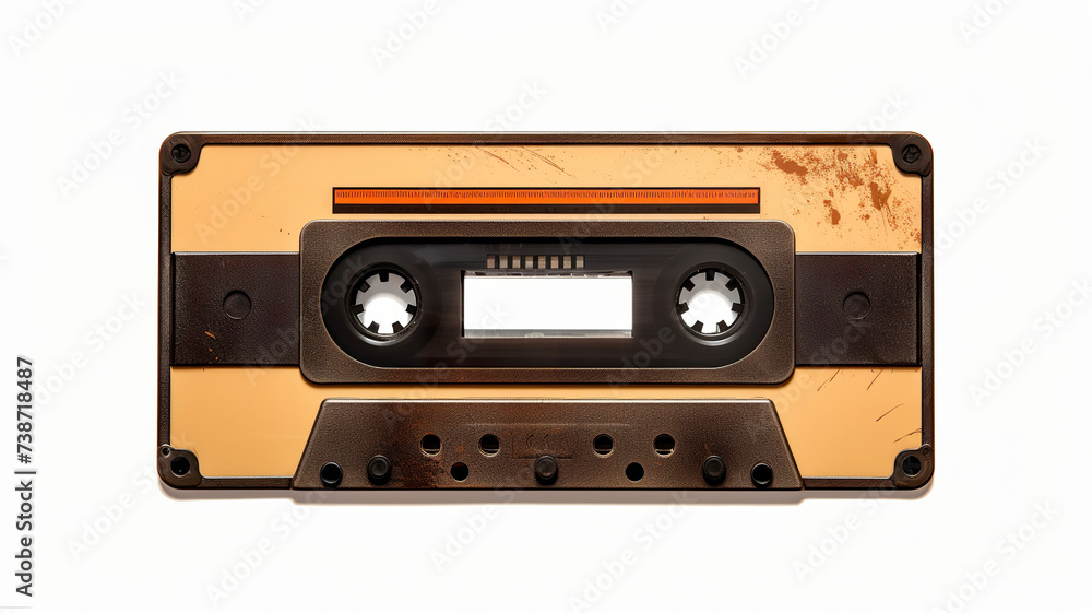 Obraz premium An isolated vintage cassette on a white background