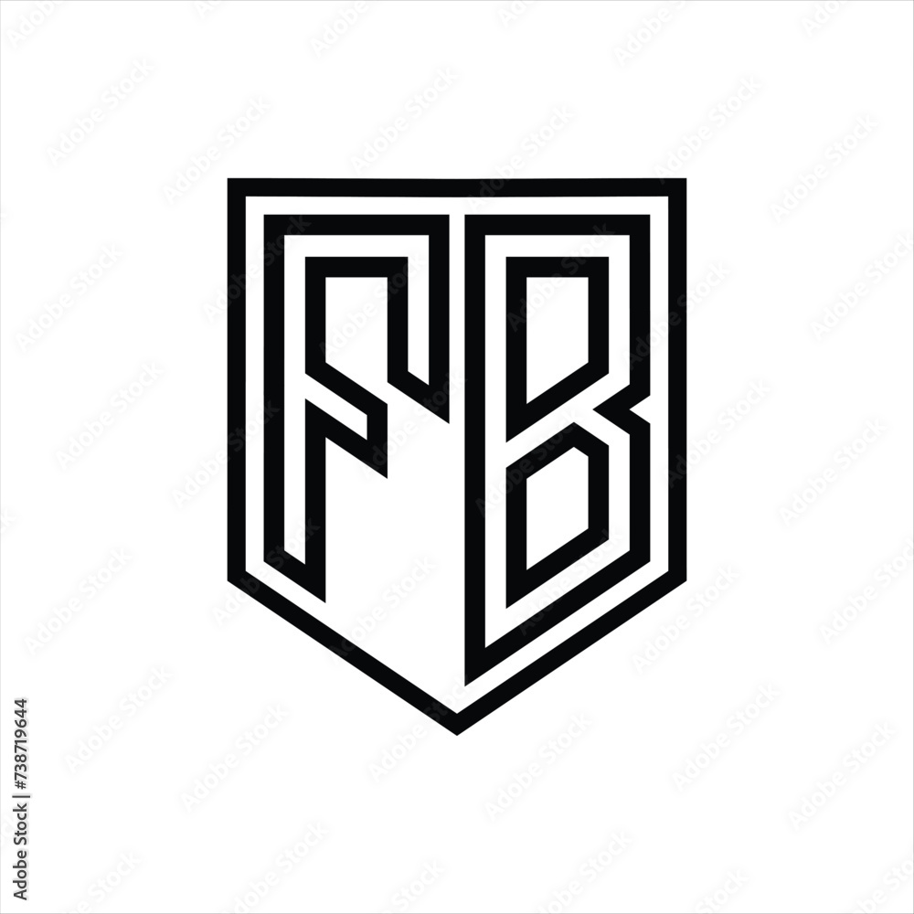 FB Letter Logo monogram shield geometric line inside shield isolated style design FB Letter Logo monogram shield geometric line inside shield isolated style design