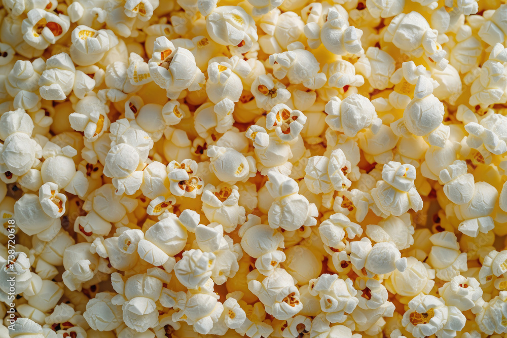 texture with popcorn, a lot of white flakes, delicious background texture with popcorn, a lot of white flakes, delicious background