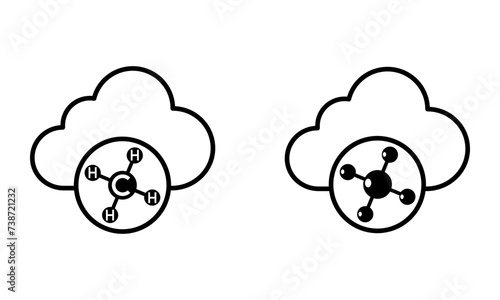 cloud with methane molecule structure icon vector photo