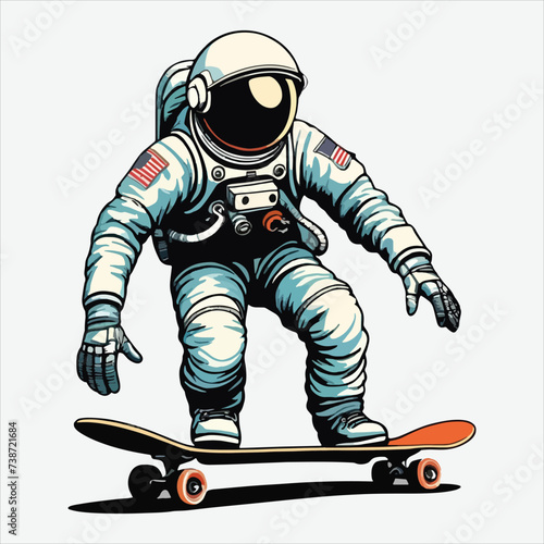 vector of astronaut play skateboard