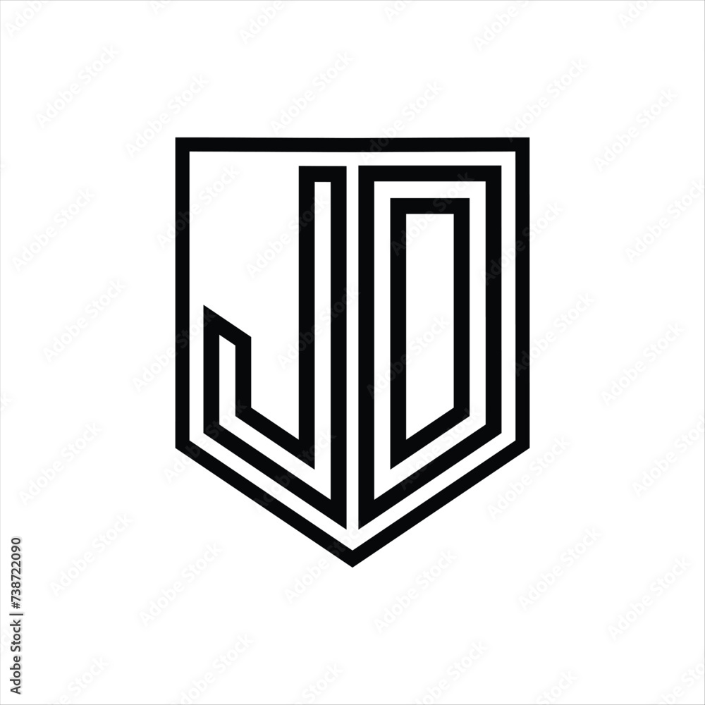 JD Letter Logo monogram shield geometric line inside shield isolated style design JD Letter Logo monogram shield geometric line inside shield isolated style design