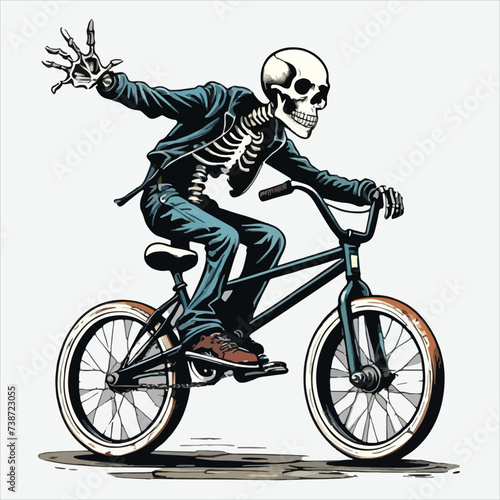 vector of skeleton play skateboard