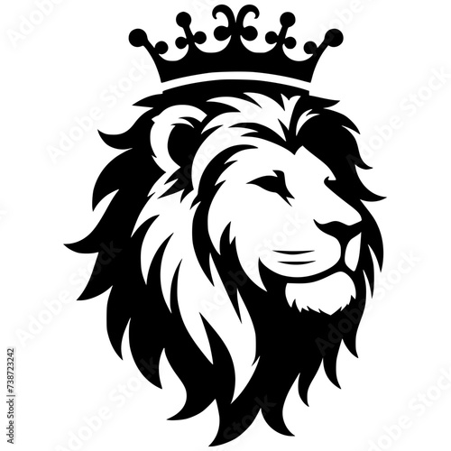Fototapeta Silhouette of a lion wearing a crown