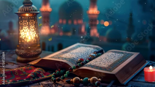 Al-Qur'an with beautiful views. Seamless looping time-lapse virtual 4k video animation background photo