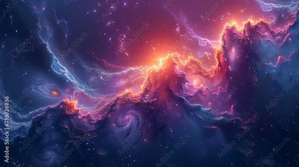 Illustration of a colorful abstract outer space storm.