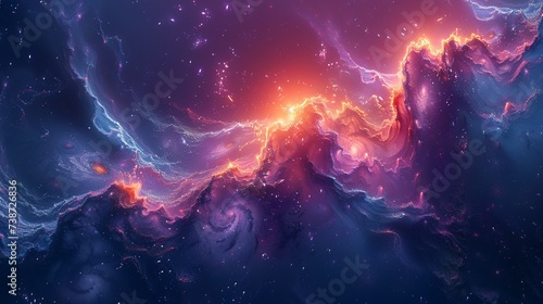 Illustration of a colorful abstract outer space storm.