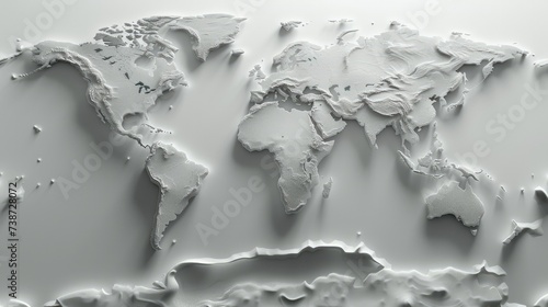 2d map of the world graphic black and white. Generative AI.