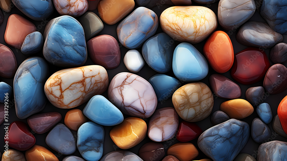 Pebble stones background, stones of different colors and sizes Pebble stones background, stones of different colors and sizes