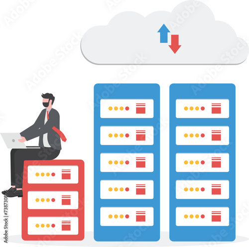 Cloud hosting concept, Connect to cloud computing technology to share secured file and communicate

