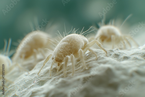 Dust mites that cling to fabric cause allergies. photo