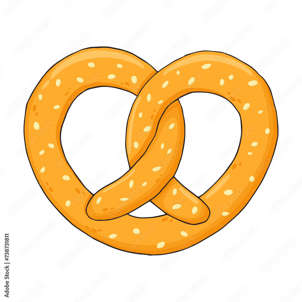 custom made wallpaper toronto digitalHand drawn pretzel. Colorful cartoon pretzel with sesame seed. German comfort food pastry. Oktoberfest festival. Used for poster, banner, sticker, t-shirt print, bag print, label, flyer, logo design
