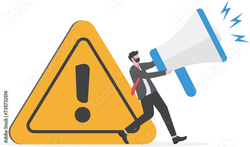 Attention Warning concept, Important Announcement, Breaking news, Urgent message communication, Alert beware information.


