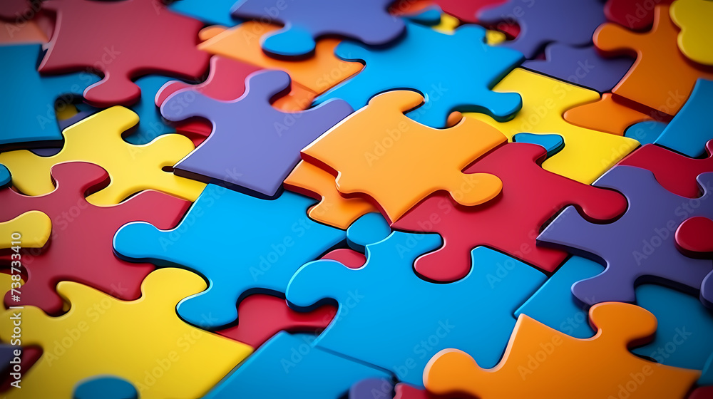 Various colorful puzzle pieces scattered on the background Various colorful puzzle pieces scattered on the background