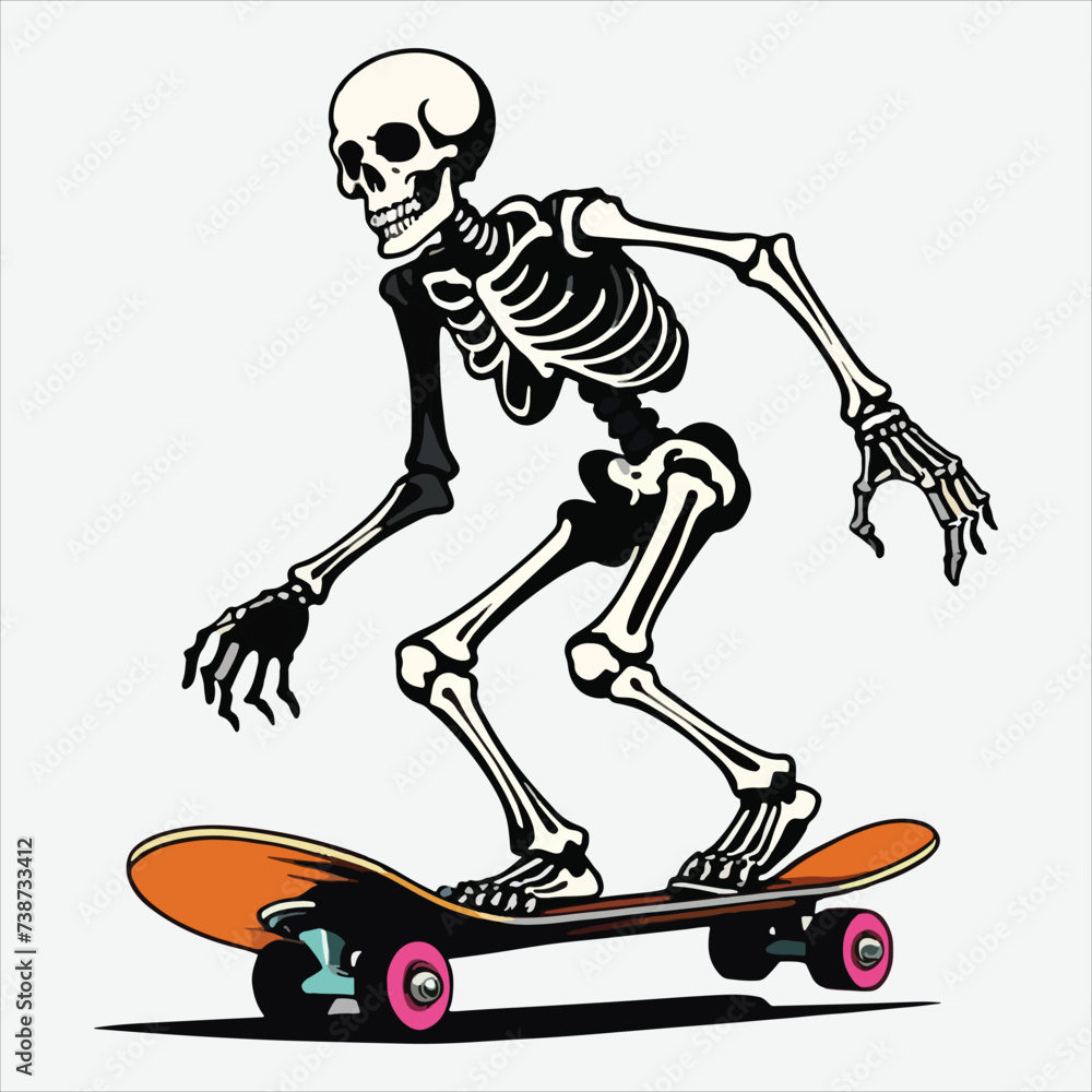 vector of skeleton play skateboard vector of skeleton play skateboard
