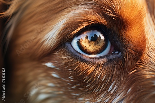 Closeup of a cute dog eye and face. ai generated