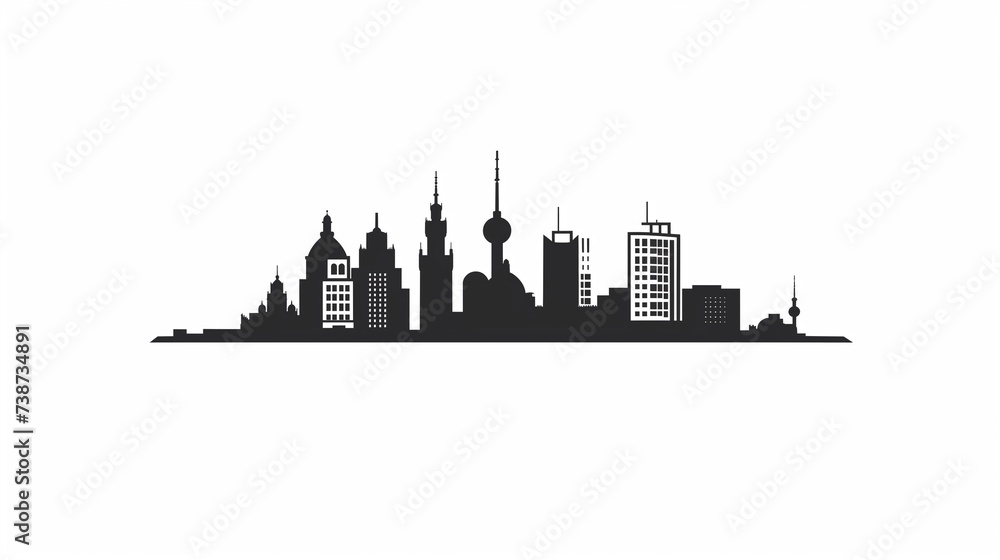 illustrated cityscape logo style