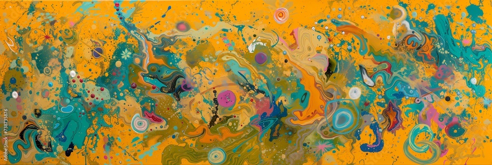 Abstract Fluid Art Painting with Vibrant Colors and Swirling Patterns, Expressing Creativity and Dynamic Movement