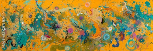 Abstract Fluid Art Painting with Vibrant Colors and Swirling Patterns, Expressing Creativity and Dynamic Movement