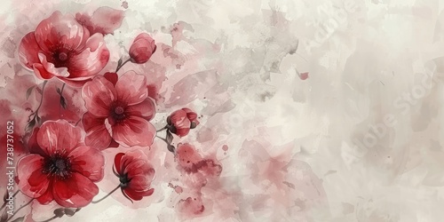 Watercolor floral background with white space nature design of blossoming flowers artistic illustration perfect for spring and summer themes blending vintage and modern styles in romantic botanical