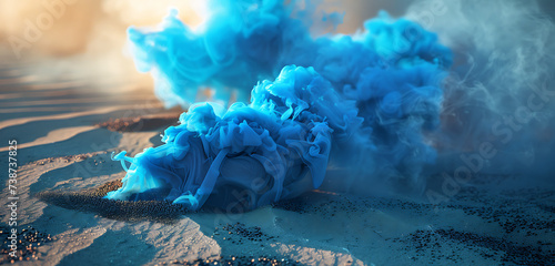 a blue smoke comes out of a sand background in the st photo