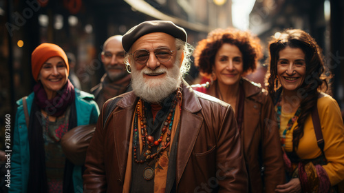 A Group of Elderly Travelers Enjoying a New City