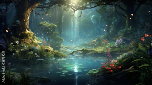 an enchanted fairy forest landscape