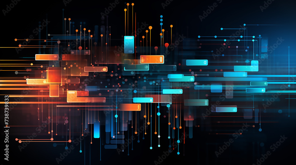 Hi-tech digital technology concept digital communication points. Technological background. Network connection structure. Social network or business analytics representation.  - obrazy, fototapety, plakaty 