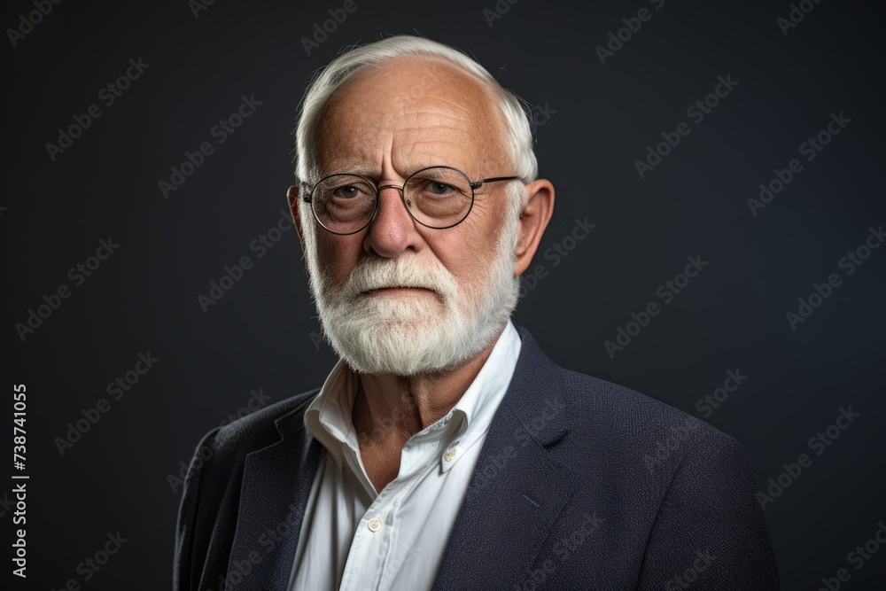 Portrait of a senior man with white beard and glasses. Studio shot. Portrait of a senior man with white beard and glasses. Studio shot.