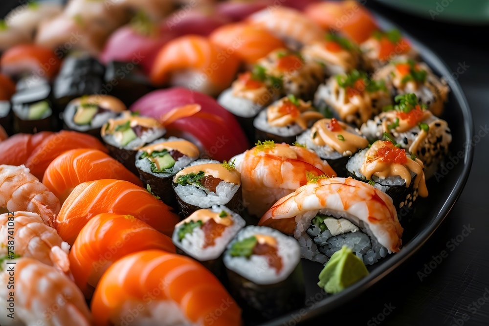 variety of sushi on a plate variety of sushi on a plate