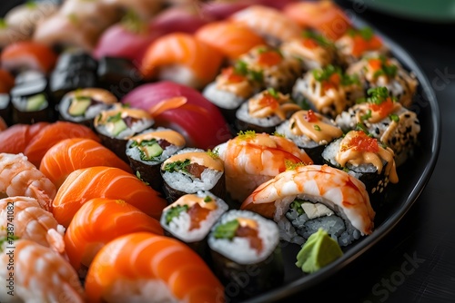 variety of sushi on a plate 