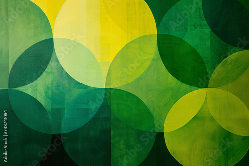 Abstract green and yellow overlapping circles on dark background