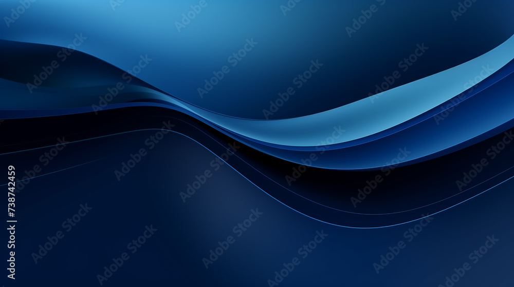 Obraz premium Abstract blue modern background with smooth lines. Dynamic waves. Modern abstract gradient dark navy blue banner background. Template premium award wave design.