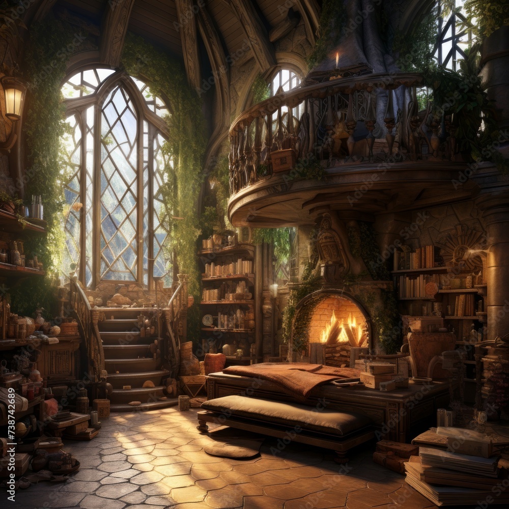 the wizard's room fantasy style art