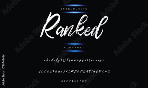 Modern calligraphy print with an alphabet design created with a dry brush. trendy hand-drawn pattern