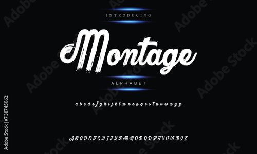 Modern calligraphy print with an alphabet design created with a dry brush. trendy hand-drawn pattern