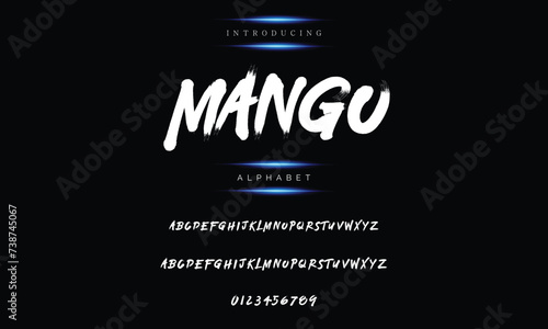 Modern calligraphy print with an alphabet design created with a dry brush. trendy hand-drawn pattern