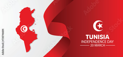 Tunisia Independence Day 20 March flag map vector poster photo