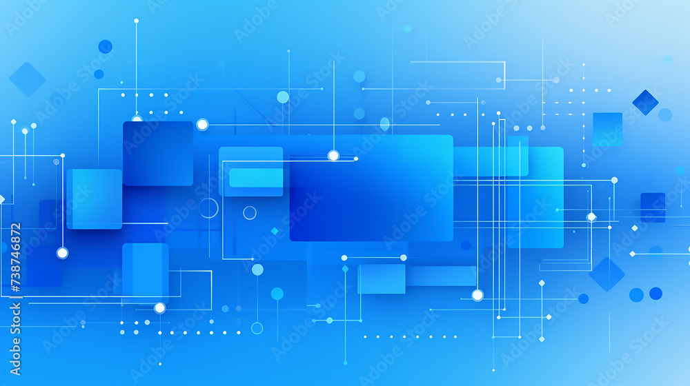 Obraz premium technology futuristic digital concept square pattern with lighting glowing particles square. Digital technology world. Business virtual concept. technology dark blue color background. Hi-tech digital.