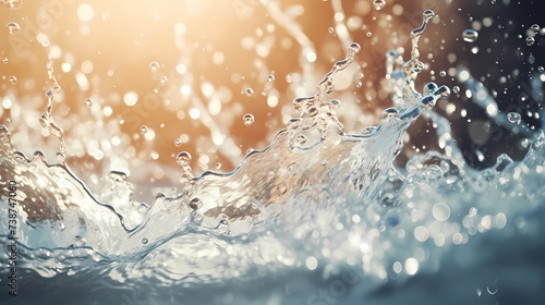 Water splash background, exploding into water droplets