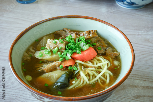 Gyujiru soba served in a bowl photo